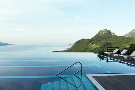 infinity pool with a view at Lefay Resort and Spa Italy