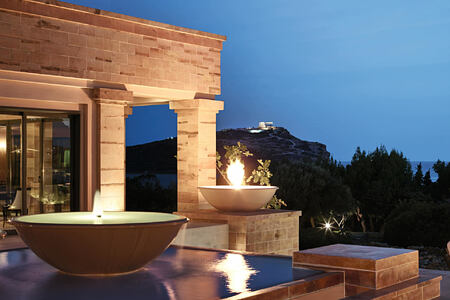 Stunning fire fountains and temple of poseidon view at Cape Sounio