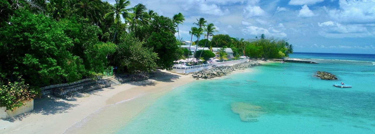 Aerial Beach View at cobblers cove hotel Caribbean
