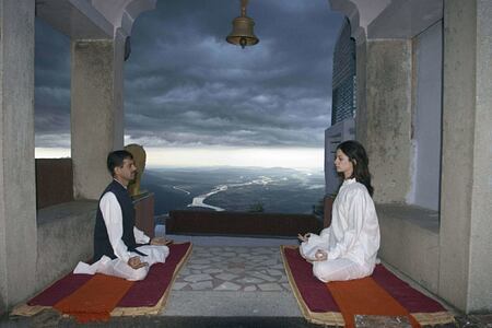 meditation at ananda himalayas hotel india