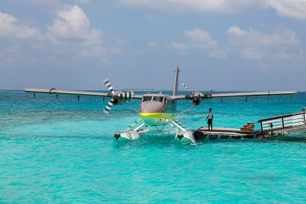 seaplane at cheval blanc randheli hotel maldives