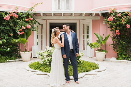 Wedding Couple at cobblers cove hotel Caribbean