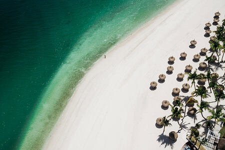 beach aerial view at le saint geran hotel mauritius