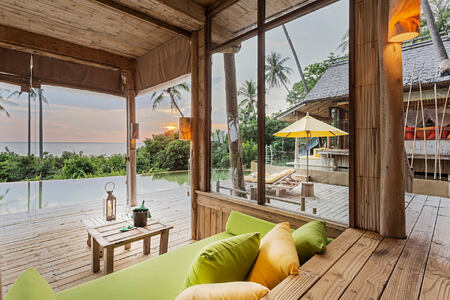 4 Bedroom Sunset Ocean View Pool Reserve Living Area at soneva kiri resort thailand