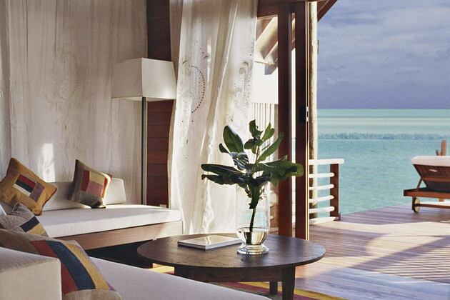 loft villa lounge at Cocoa Island by COMO Resort Maldives