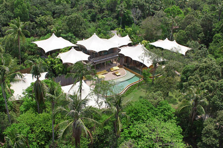 5 Bedroom Beach Pool Reserve Aerial at soneva kiri resort thailand