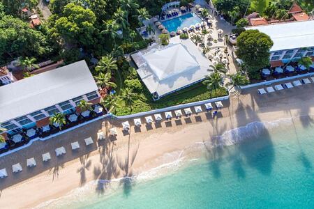 aerial beach view at fairmont royal pavilion hotel barbados