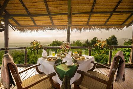 terrace view at four seasons tented camp resort chiang rai