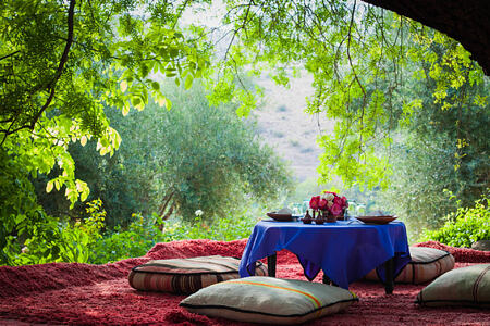 forest dining at la kasbah beldi morocco