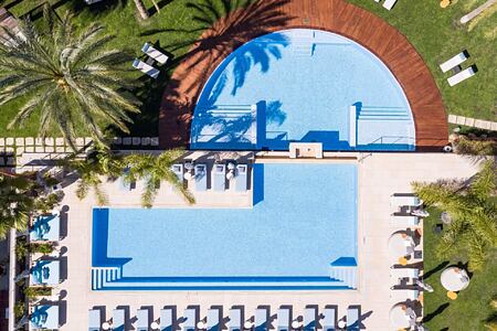 aerial view of pool at aguas de ibiza hotel