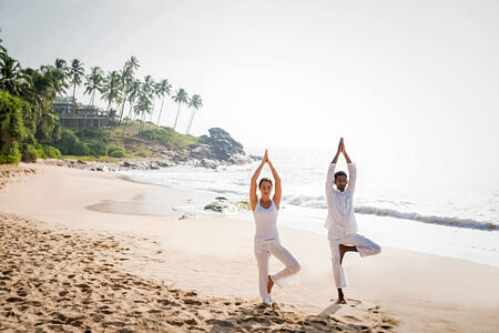 beach yoga at anantara peace haven resort sri lanka