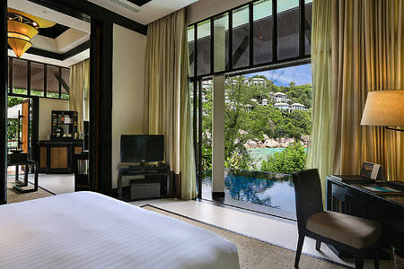 guest room partial ocean view at banyan tree samui thaialand
