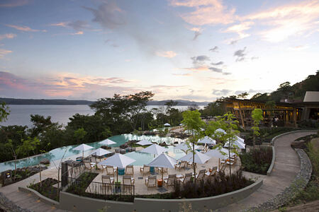 family pool sunset at andaz peninsula papagayo hotel costa rica