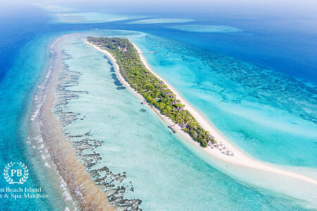 aerial view of palm beach resort and spa maldives