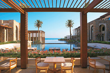 Sea View Restaurants and palm-fringed lagoons at Amirandes Crete