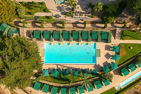 aerial view of garden pool at gran hotel son net mallorca spain