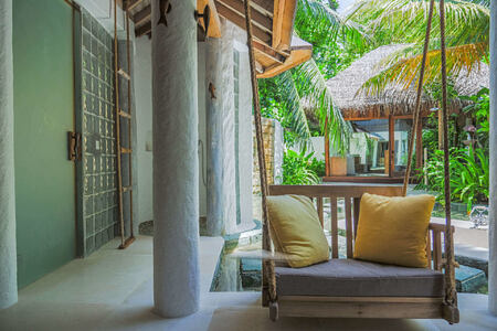 Sunset Retreat Outdoor Bathroom at Soneva Fushi Beach Resort Maldives