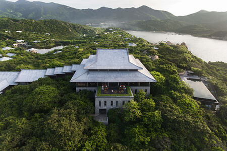 View of Central Pavilion from the terrace at amanoi luxury resort vietnam
