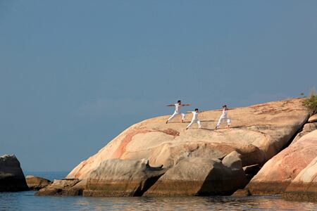 yoga on the rocks at six senses ninh van bay