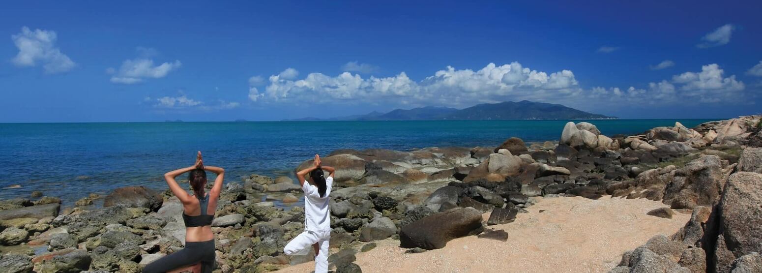 yoga on the rocks at six senses samui hotel thailand