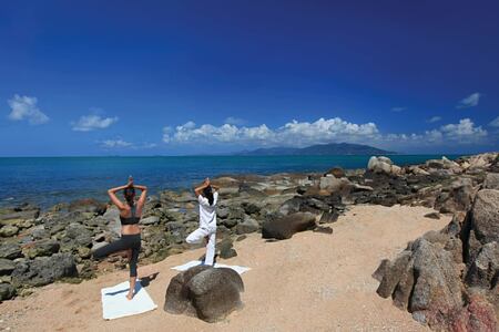 yoga on the rocks at six senses samui hotel thailand