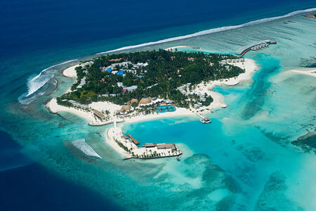 aerial view of Kandooma Resort Maldives