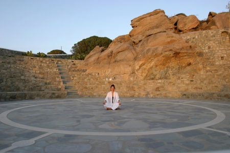 amphitheatre for yoga and pilates at Mykonos Grand