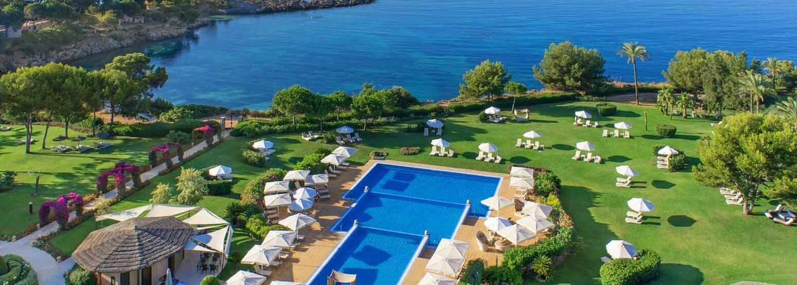 gardens and pools at St Regis Mardavall Resort Mallorca