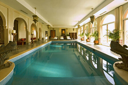 indoor pool at kasbah tamadot hotel morocco