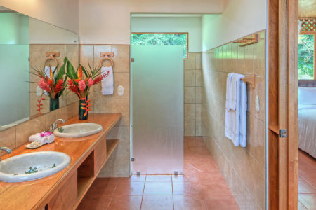junior suite bathroom at tortuga lodge costa rica