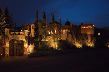 night exterior at kasbah tamadot hotel morocco