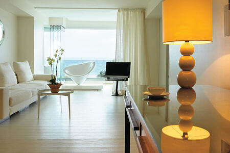 luxury junior uite living area and lounges at Amirandes Crete