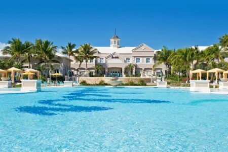 main swimming pool at sandals emerald bay resort bahamas
