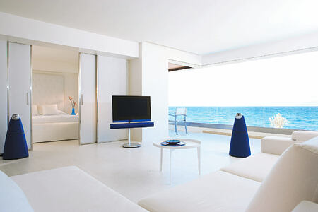 one Bedroom Grand Suite, living area and lounges at Amirandes Crete
