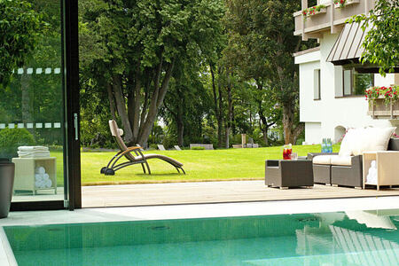 pool and gardens at parkhotel igls hotel austria