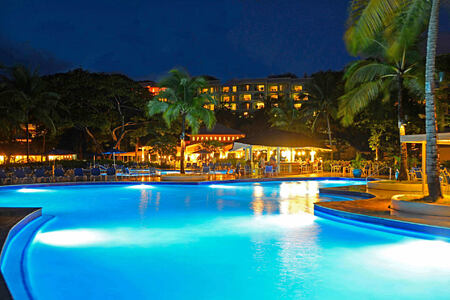 pool at night at st james morgan bay resort caribbean