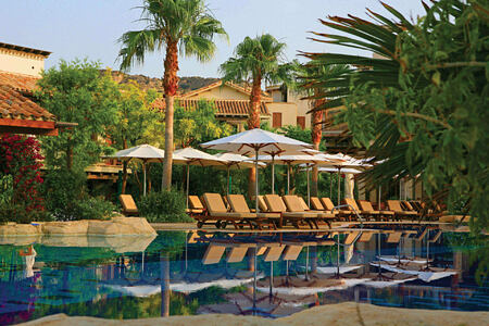 poolside sunloungers at columbia hotel cyprus