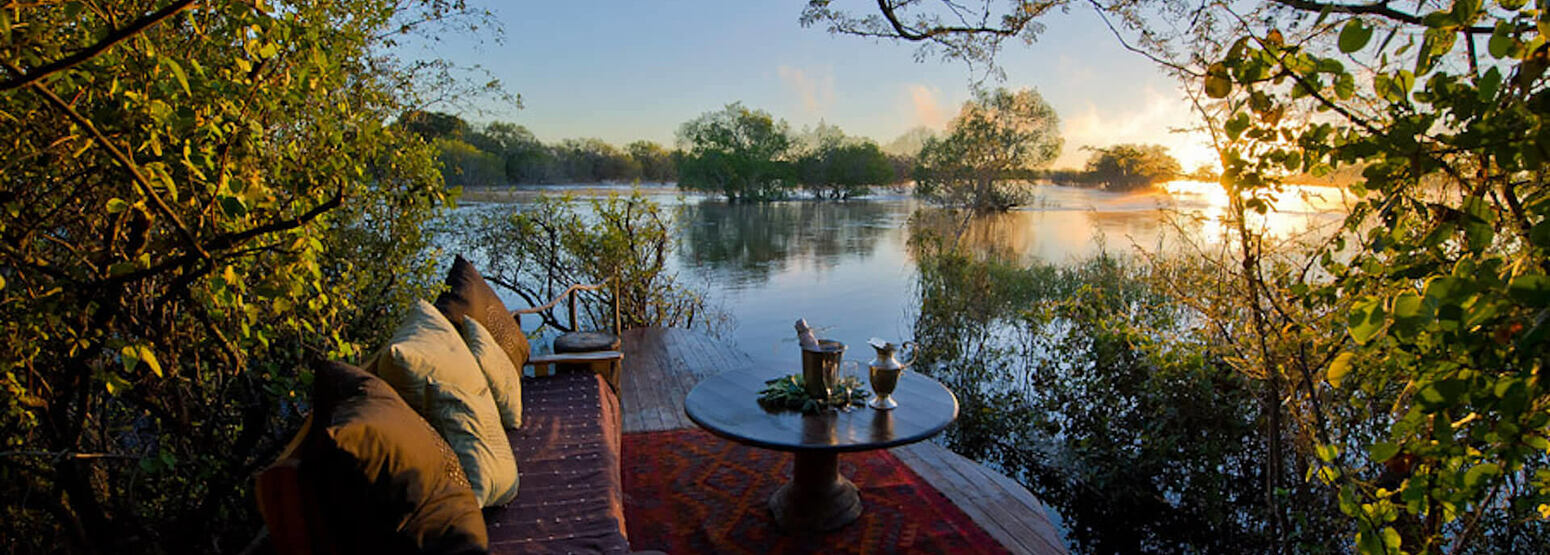 private deck for an evening drink at tongabezi hotel zambia