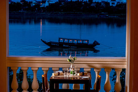 riverside dining at the lanterns restaurant at anantara hoi an hotel vietnam