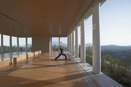 spa yoga pavilion at amanzoe in greece