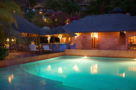 swimming pool at night at laluna hotel caribbean