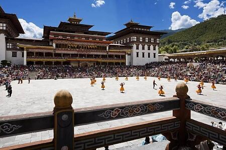 thimphu festival at tashichoe dzong at Amankora Thimphu lodge Bhutan