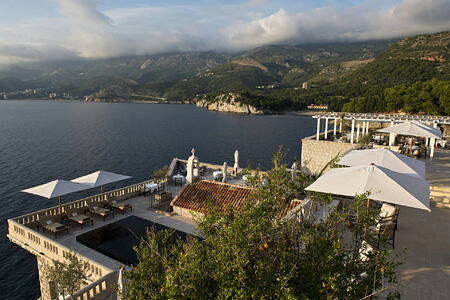 upper terrace at aman sveti stefan resort montenegro