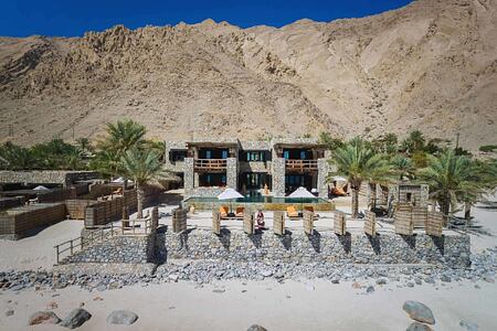 Aerial view of Two Bedroom Beachfront Retreat at Six Senses Zighy Bay Oman