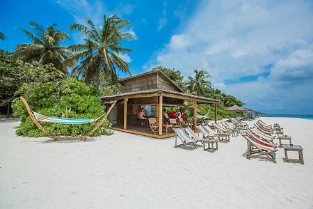 Beach bar at reethi beach resort maldives