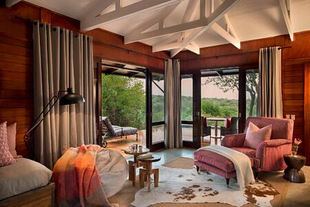 Ecca Lodge suite lounge at Kwandwe South Africa