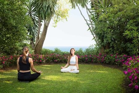 Meditating at Marbella Beach Club Spain