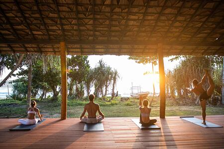 Meditating at sunrise at Talalla Retreat Sri Lanka