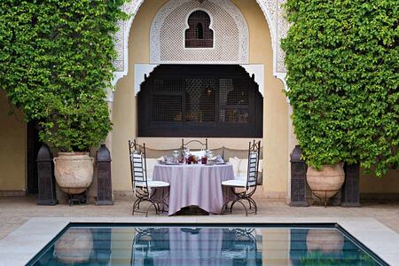 Pool dinner at Villa des Oranges Morocco