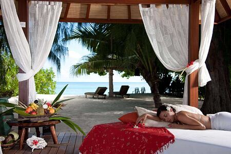 Relaxing on a Sun Bed at Denis Private Island Seychelles